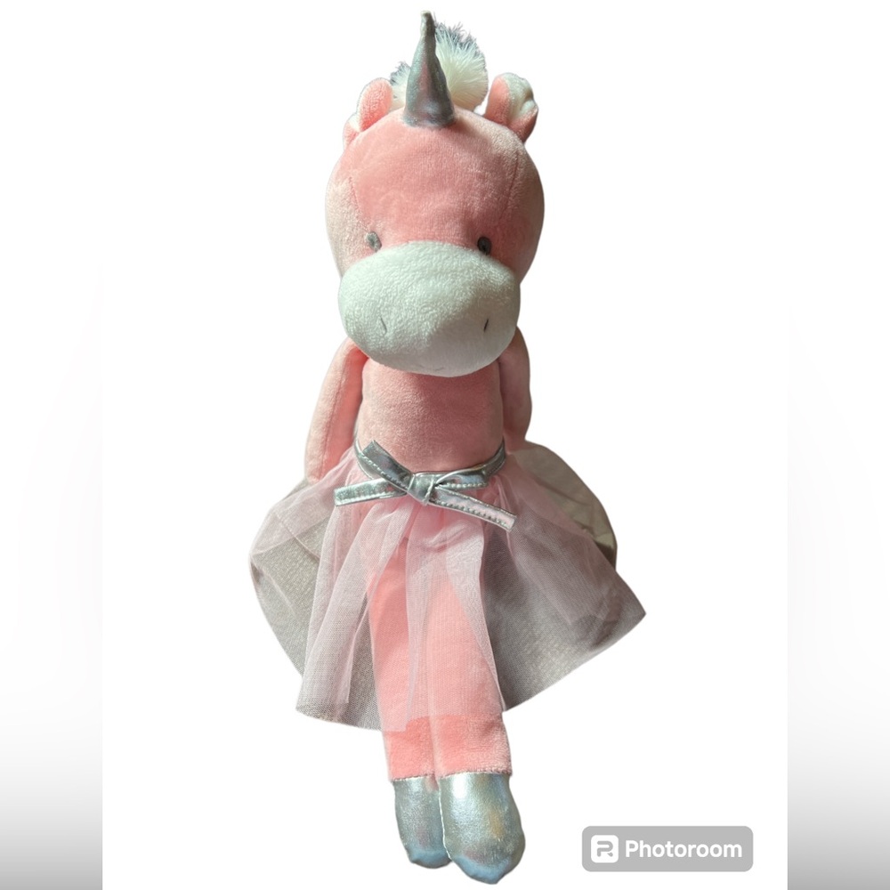 Pink Unicorn Ballerina Silver Horn Feet & Bow 18”